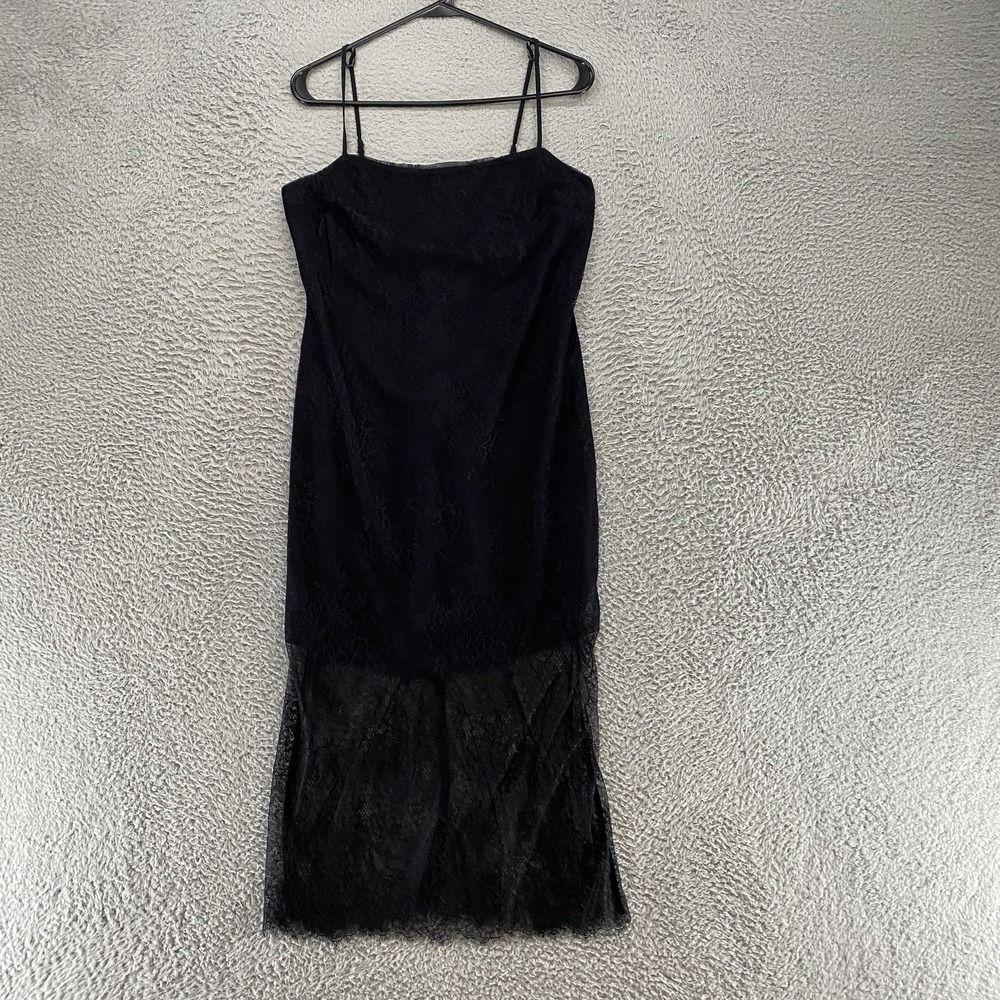 Abercrombie & Fitch Lace Slip Dress Womens‎ M Black Midi Whimsigoth Y2K - Picture 2 of 13